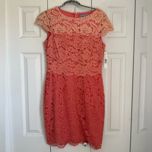 ANTONIO MELANI | Dresses | Antonio Melani Coral And Peach Lace Midi Dress |  Poshmark